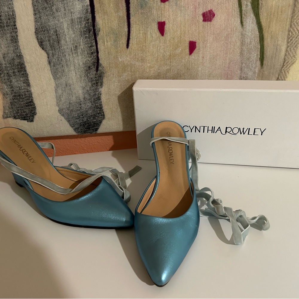 Cynthia Rowley metallic ribbon wedge